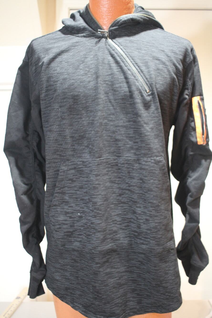 Bleecker & Mercer Mens Black Asymmetrical Zip Hoodie Pullover Streetwear XL